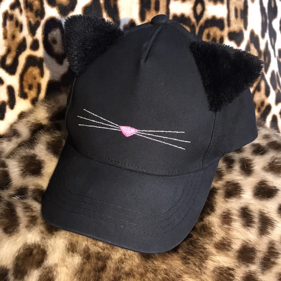 Cat Embroidered Baseball Cap Adjustable Black/ Pink/ Silver. NWOT - Picture 2 of 9